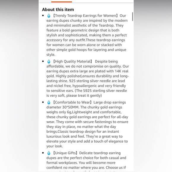 Statement Teardrop Earrings - Picture 2 of 2